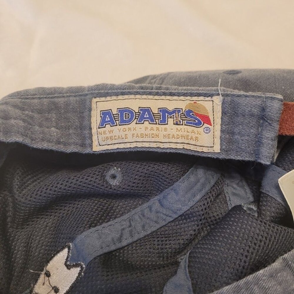 Adams Blue Denim Embroidered Dog Logo Adjustable Baseball Cap  Strap Back Hat - Picture 5 of 12